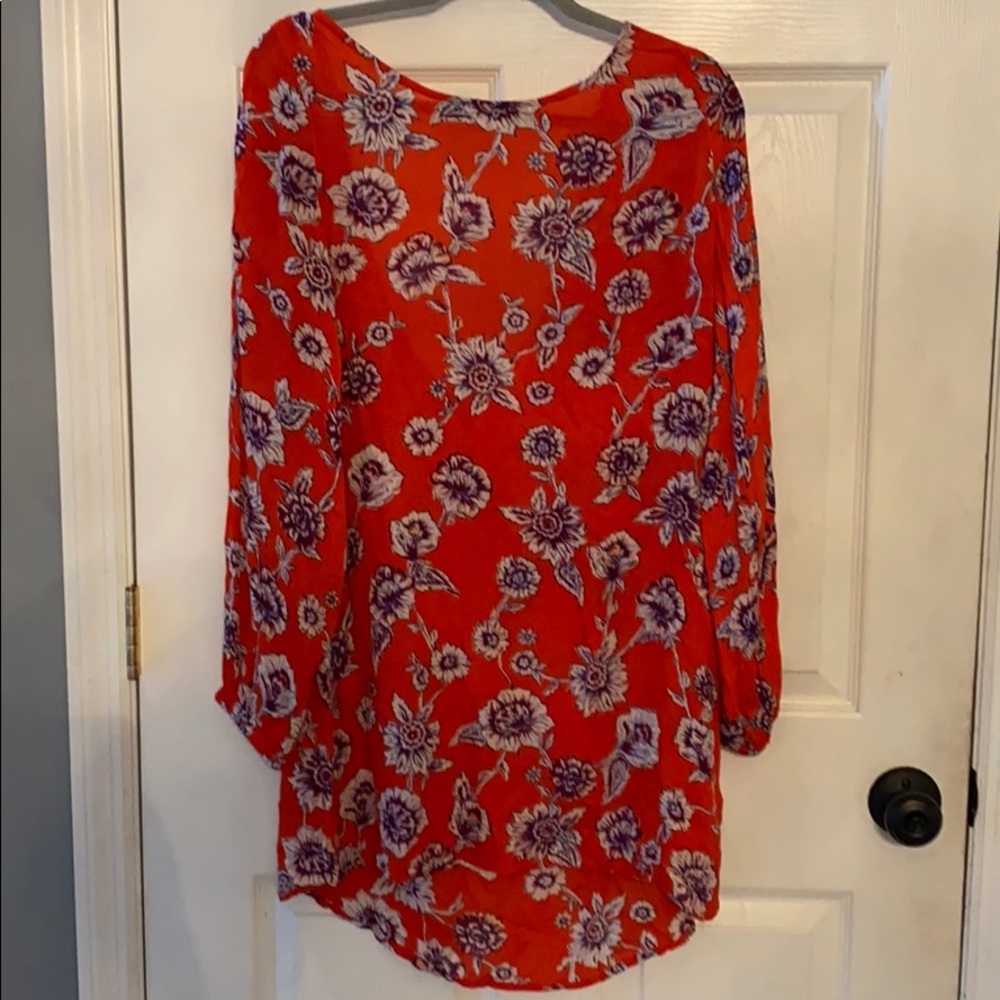 red/orange floral dress- billabong